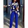 1116 Floral Print Suit Women's Long Sleeve Irregular Hoop Wide Leg Pants Casual Summer Large Size