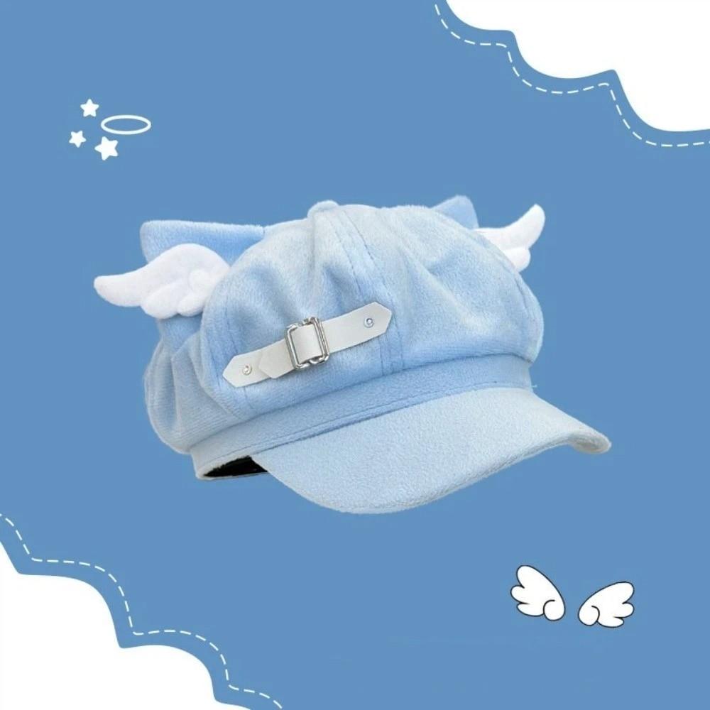 Polyester Newsboy Cap Leather Buckle Streetwear Hat Cute Cat Ear Beret Hat Women