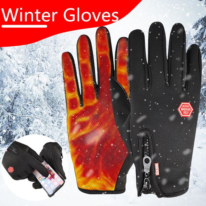 MenS Winter Biking Gloves Bicycle Warm Touchscreen Full Finger Glove Water Resistant Outdoor Use Bike Skiing Motorcycle Riding
