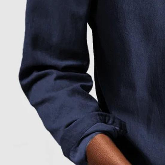 Spring Men Shirt with Chest Pocket Turn-down Collar Single-breasted Loose Cardigan Pure Color Formal Top Mid Length Casual Shirt