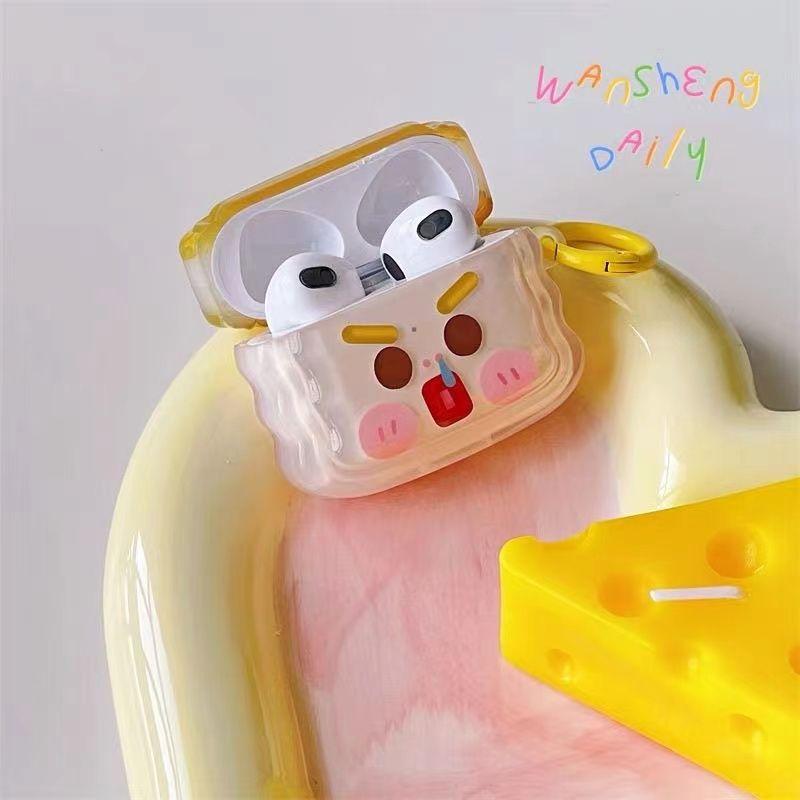 Милый забавный чехол для наушников AirPods AirPod 2 3, прозрачный чехол с мультяшным рисунком и кольцом для ключей, мягкий силиконовый чехол для AirPods Pro