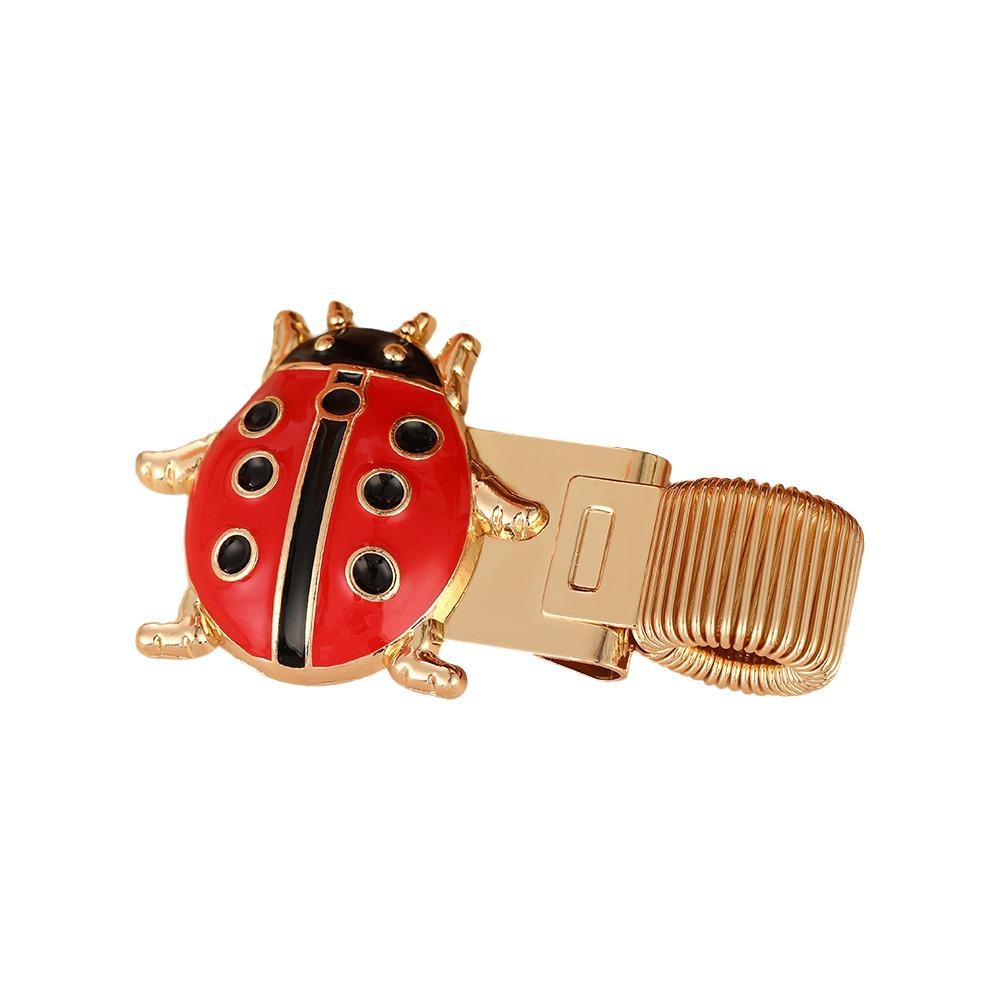 Metal Spring Pen Clips Anti-lost Pencil Holder Cute Ladybug Pen Holder for Notebook Journal