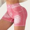 Sexy Imitation Denim Seamless Yoga Shorts for Women Running Sports Leggings Female Ruched Skinny Gym Fitness Short Pants