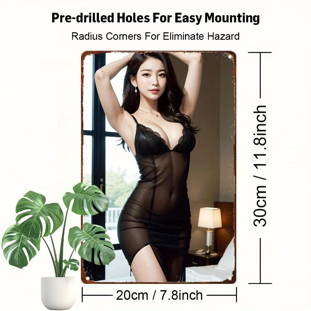 Металлическая жестяная табличка Аниме Девушка Винтажный настенный декор Подарок для мужской пещеры