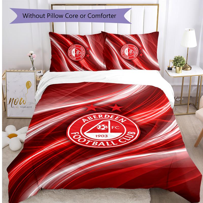 Aberdeen FC Printed 3PCS Bedding Set Breathable Duvet Cover with Pillowcases Decorative Bed Linen for Bedroom Home