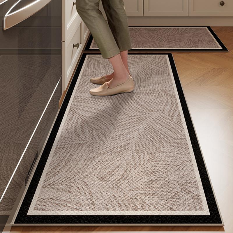 Коврик для кухонного коврика, набор ковриков для пола, впитывающий воду, нескользящий, длинный ковер, коричневый, имитация льна, ковры для домашнего декора