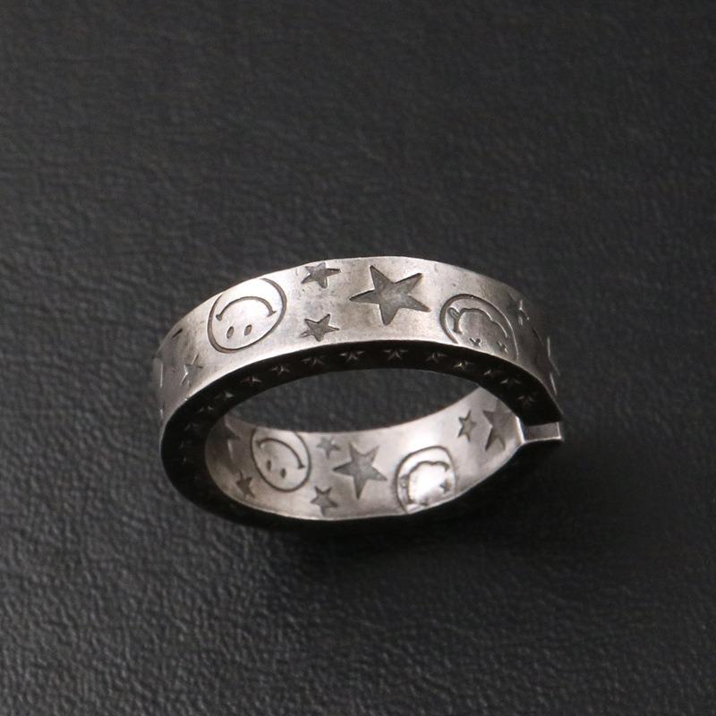 Кольцо-звезда граффити для мужчин и женщин, высококлассное ретро хип-хоп кольцо со смайликом для пар с регулируемыми ручными аксессуарами и подарками