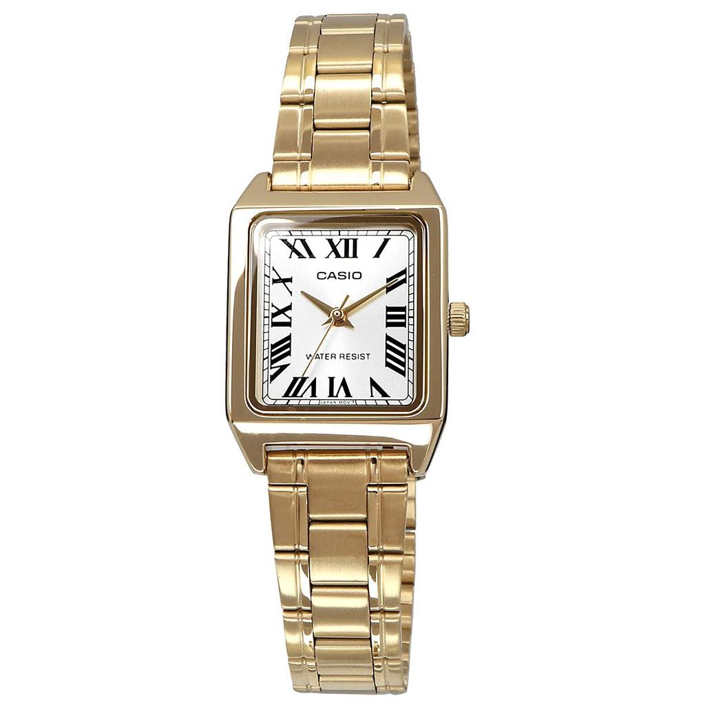 CASIO Casio Стандартные женские часы для детей и девочек дешевые Casio Chipkashi аналоговые золотые золотые зарубежные часы LTP-V007G-9B [Товар]
