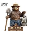 Easy Install Flower Bed Stakes Shovel Bear Solar Light, Waterproof Resin Decorative Statue, Auto on at Weather Resistant Yard Illumination Dusk