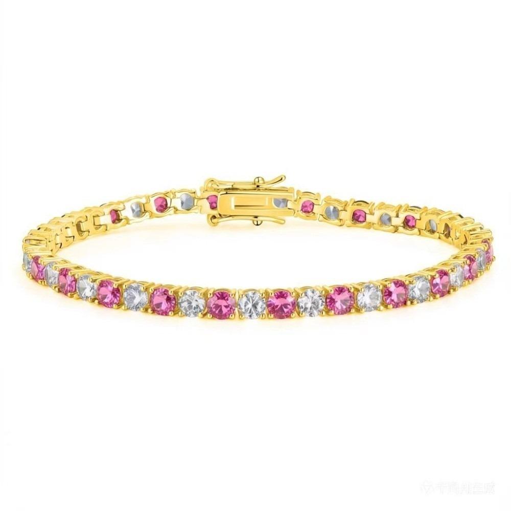 Green Charm Chain Bracelet 4mm Zirconia Cubic Zirconia Bracelet Tennis Bracelet Gift