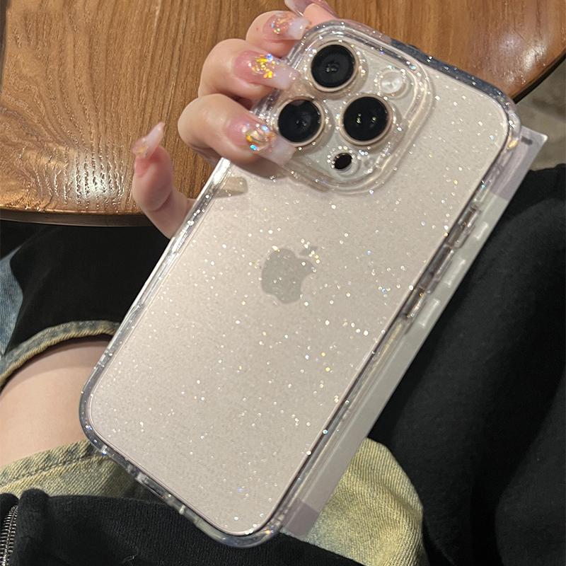 Роскошный прозрачный чехол с блестками для iPhone 11 12 13 14 15 16 Pro Max X XR XS 7 8 Plus Mini Прозрачный противоударный бампер