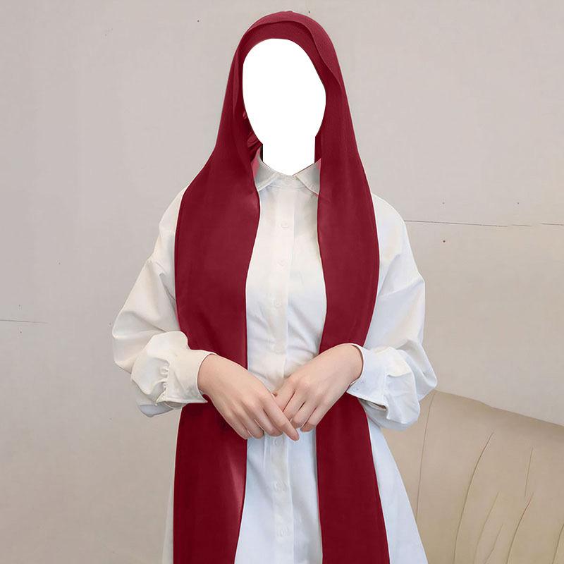 Новый шифоновый головной платок со сборкой на кулиске, комплект шапочек, однотонный жемчужный шифоновый головной платок, плиссированная базовая шапочка, комбинация