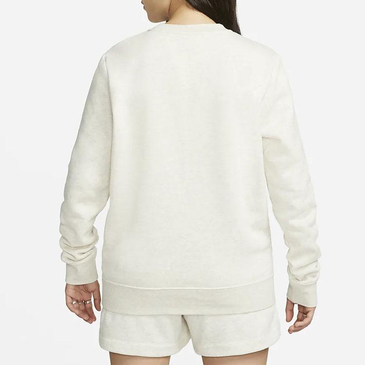 Nike Спортивная клубная флисовая толстовка с круглым вырезом и вышитым логотипом, женская толстовка Oatmeal DQ5473-141