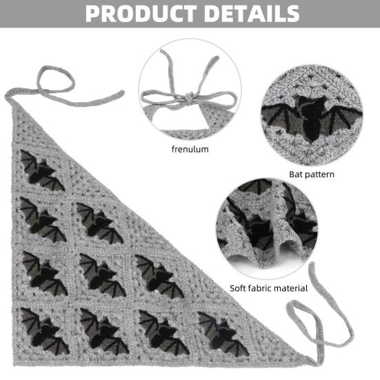 Повязка на голову во французском стиле в стиле бохо, вязаная крючком цветочная треугольная косынка на шнуровке, бандана в стиле Хэллоуина