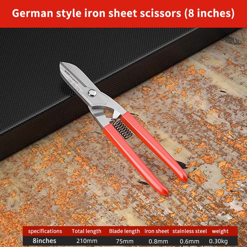 Professional Stainless Steel Scissors & Tin Snips For Metal, Leather & Copper Cutting - Multi-Directional Industrial Tool