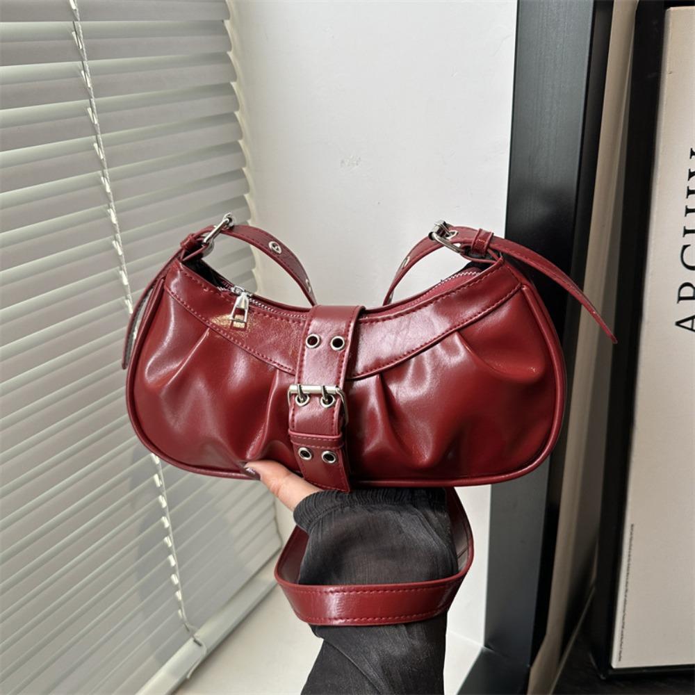 Винтажная сумка Y2k через плечо из искусственной кожи, сумочка для острой девушки, модная сумка-багет с пряжкой, женская