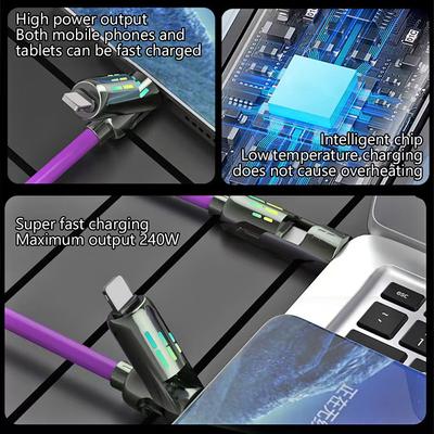 4-в-1 240 Вт USB Type C - USB C кабель Pd быстрое зарядное устройство провод для iPhone 16 Pro Max 15 Ipad Xiaomi Samsung Tablet 1M шнур передачи данных