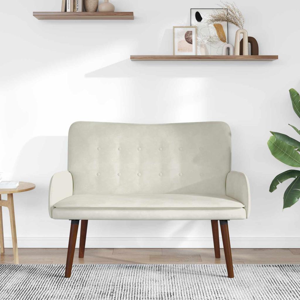 2 Seater Sofa Cream 115 x 61 x 87 cm Velvet (V)