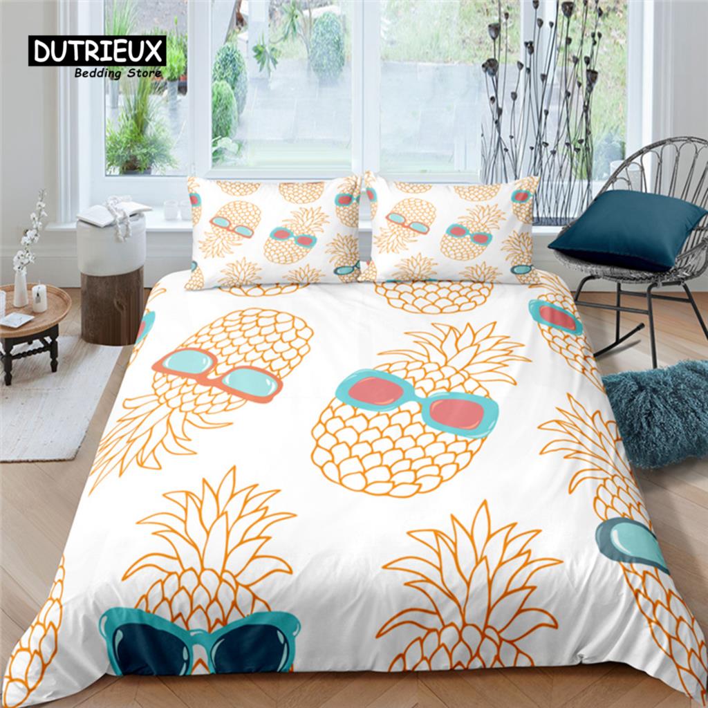 Luxury 3D Fruit Pineapple Print Home Living Comfortable Duvet Cover Pillowcase Kid Bedding Set Queen and King EU/US/AU/UK Size