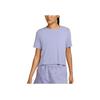 Nike Yoga Dri-Fit Side-Slit Round-Neck Short-Sleeve T-Shirt Women Tops Purple DM7026-569