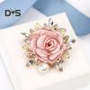 Женская брошь 3D Rose Leaf Искусственный жемчуг Стразы Лацкан Воротник Булавка Сумка Шарф Шляпа Украшение Брошь Выпускной Вечеринка Ювелирные изделия