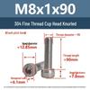 Yigu Fine Thread Knurled Socket Head Screws, 304 Stainless Steel, M3-M12
