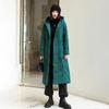 Женское осенне-зимнее пальто с капюшоном и длинными рукавами, однобортное свободное теплое длинное пальто с узлом