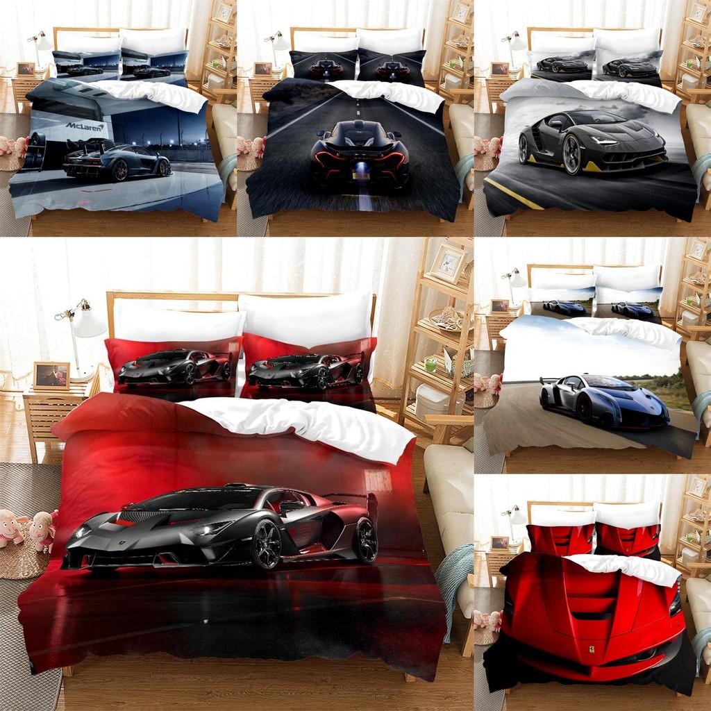 Постельный комплект с принтом спортивного автомобиля из ткани активного крашения для декора детской спальни