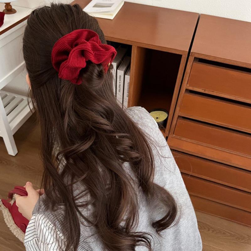 Рождественский красный анкарский шарф-скранчи - Новогодняя резинка для волос для женщин