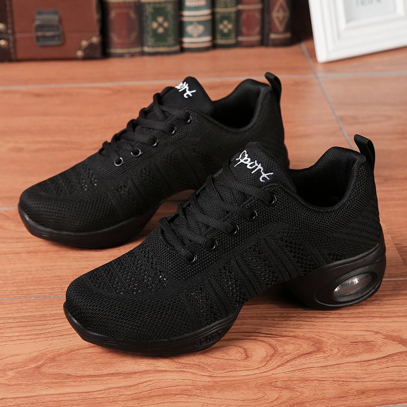 Женская танцевальная обувь Кроссовки Джаз Современные танцевальные туфли Сетчатые Красные Черные Белые Розовые Увеличивающие рост Туфли на воздушной подушке Танцевальная обувь