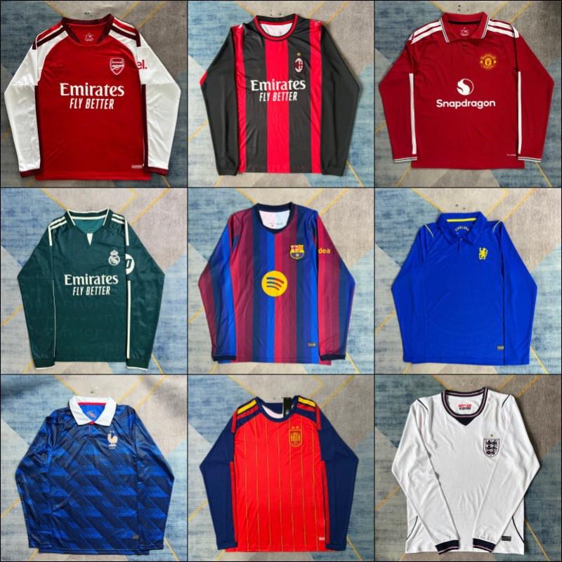 Long Sleeve Football Jerseys Fans - National Team Club Soccer Shirts Cotton Blend All Unisex Adult