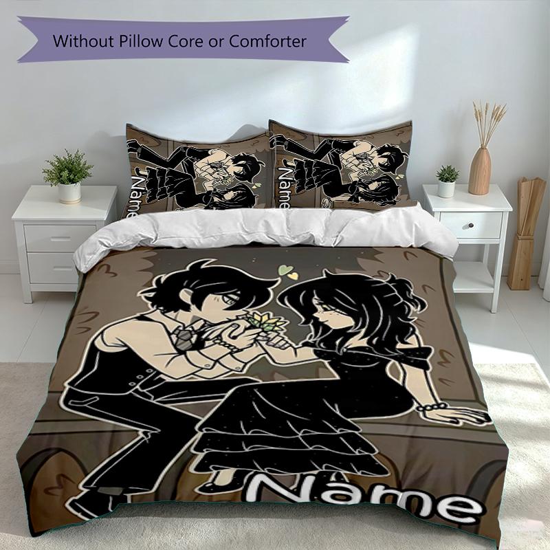 3pcs Custom Name The Coffin of Andy and Leyley Bedding Set,Includes 1 Duvet Cover and 2 Pillowcases,All-season Bedroom Decor
