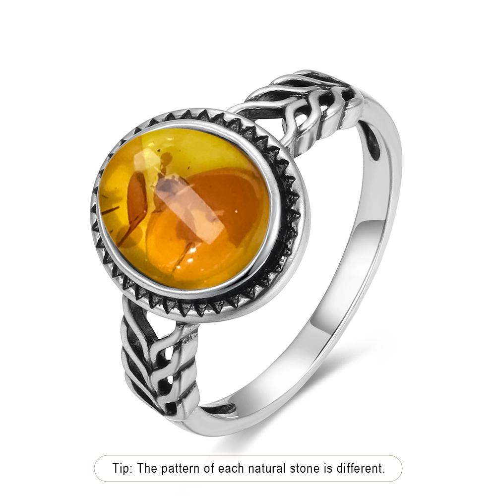Кольцо из стерлингового серебра с натуральным янтарём, в форме цветка, овальное, лепестки, янтарные камни, подарки, изысканные украшения для женщин
