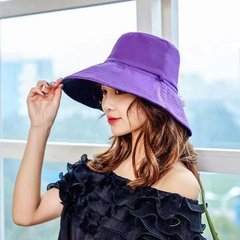 1 women's summer fashionable solid color fisherman hat double-sided can be worn