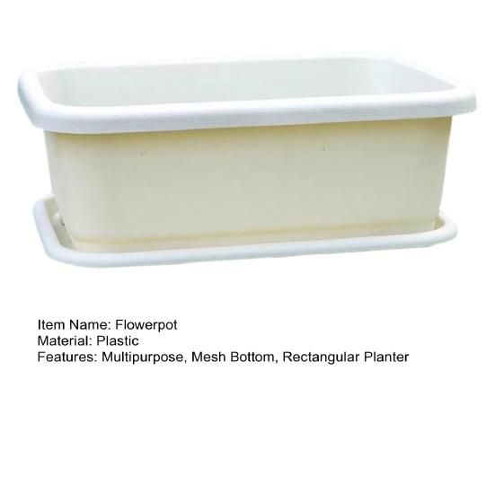 Прямоугольный цветочный ящик с сетчатым дном, цветочный горшок с поддоном, многоразовое балконное кашпо