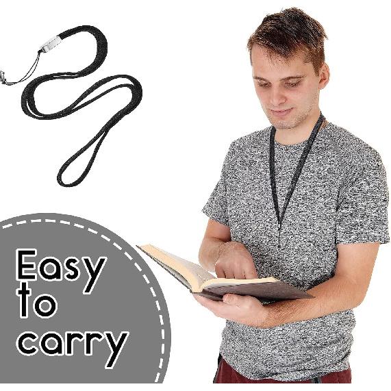 Shappy 3 Anti-lost Necklace Lanyard Black with Anti-lost Silicone Rubber Ring, Silicone Rubber Pen Lanyard Holder