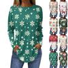 Женская повседневная футболка больших размеров с длинными рукавами и круглым вырезом с рождественским принтом