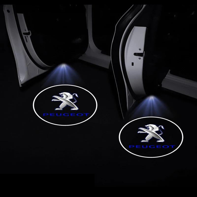 For Peugeot 1/2Pcs LED Welcome Light Car Door Projector Lamps Car Accessories For Peugeot 108 406 407 408 206 207 208 306 307 30