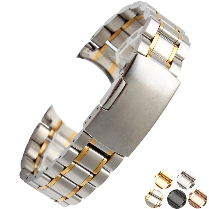 Универсальный изогнутый мужской ремешок для часов 20 мм 22 мм Для Casio EFV-540 500 510 EQB-501 EFR-303 Сплошной ремешок из нержавеющей стали Металлическая цепочка для часов