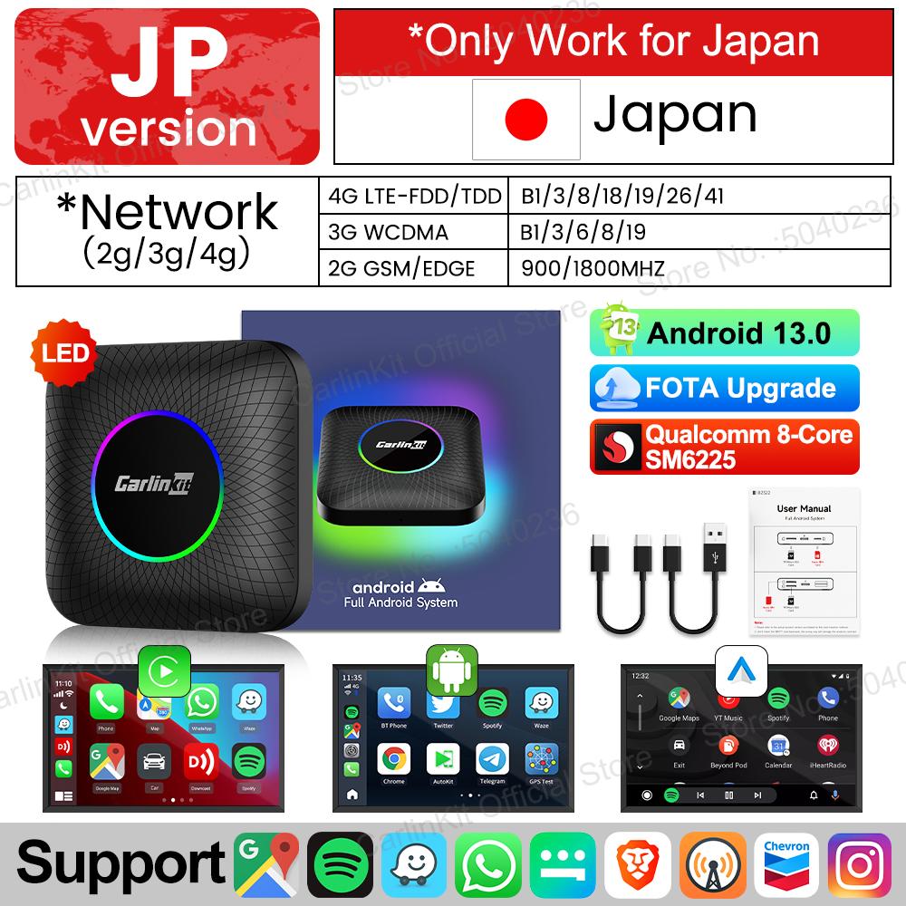 Android 13 CarlinKit CarPlay AI Box Qualcomm SM6225 Беспроводной CarPlay Android Auto Smart TV Box Для Netflix YouTube Обновление FOTA