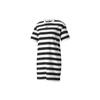 Summer Breathable A-Line Striped All-Over Print Round Neck Short Sleeve Dress Women Dresses Black 845867-01