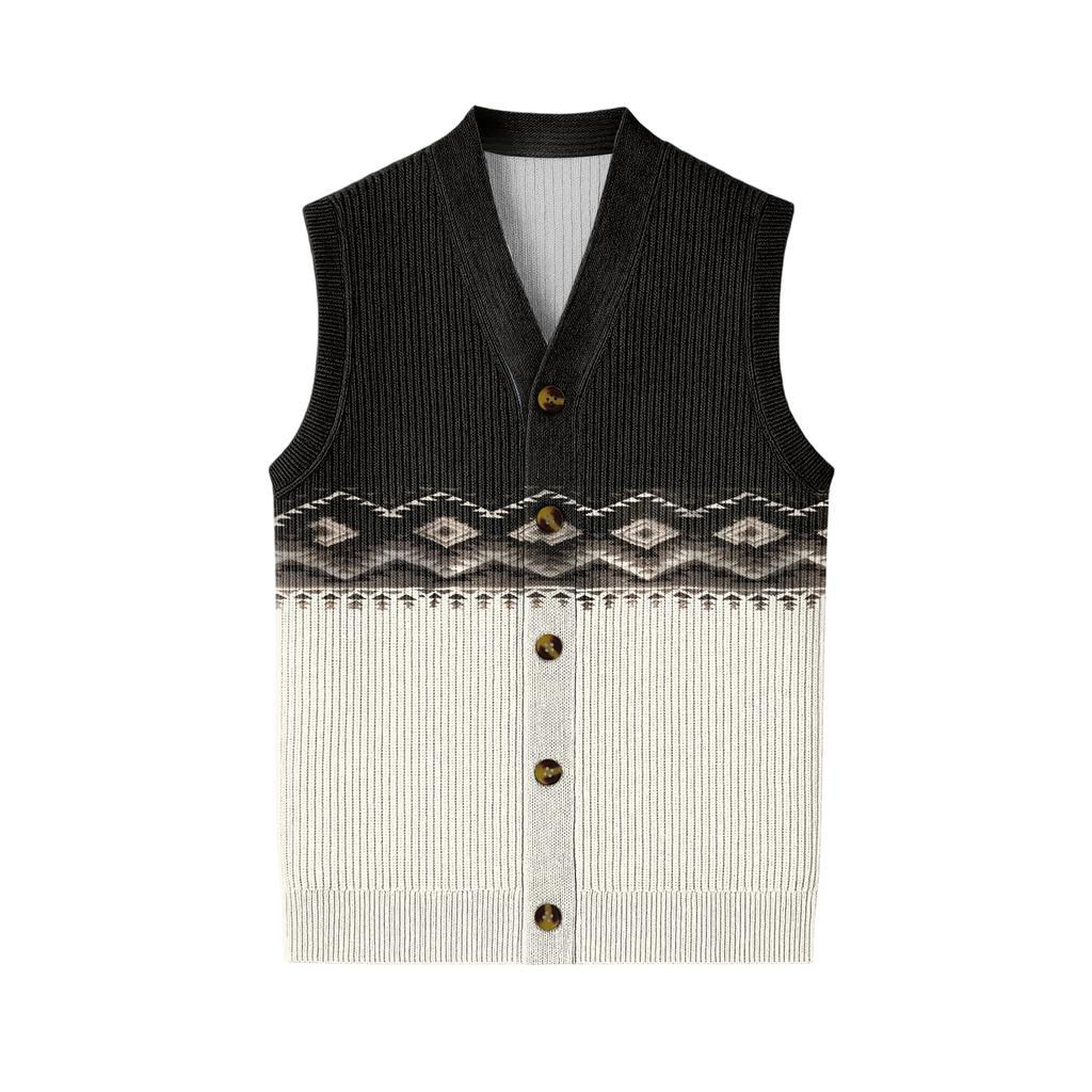 Men's V-Neck Sleeveless Knit Cardigan Vest