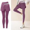 Женские брюки для йоги с высокой талией, имитация двух предметов, быстросохнущие, облегающие брюки, эластичные леггинсы с эффектом подтяжки ягодиц, цветные блоки, для фитнеса