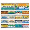 Vintage Poster American States Plaque Metal Tin Signs Florida California Texas Hawaii License Plate Club Bar Garage Wall Decor