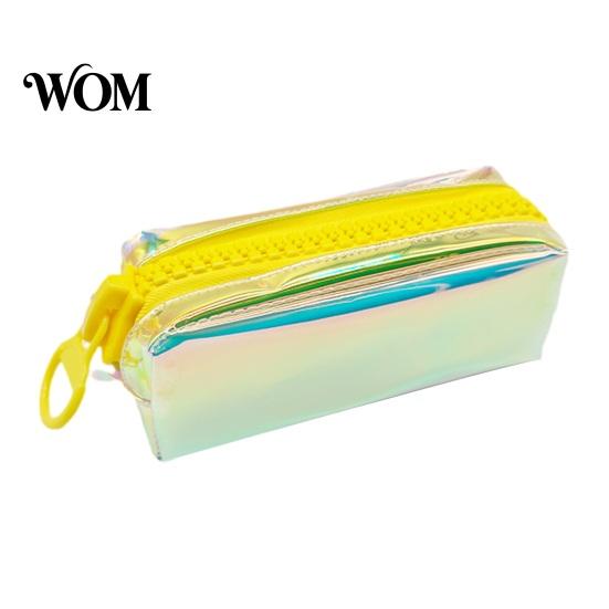 Iridescent Holographic Pencil Case Case, Transparent Stationery Bag with Wide U-Shaped Zipper, Large Capacity Pen Pouch for Students