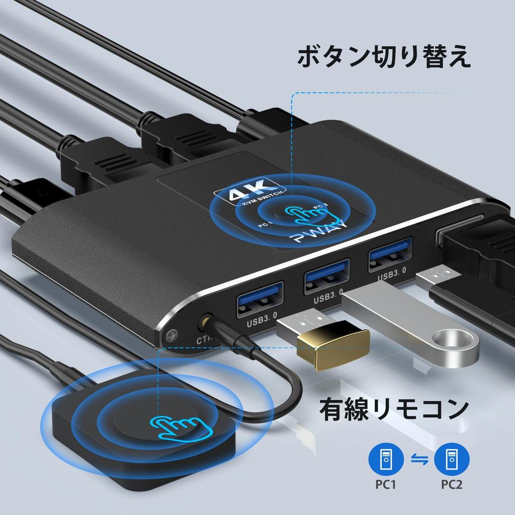 KVM Switch Can Be Connected To 2 PCs HDMI KVM Switcher 2 Inputs 1 Output Resolution Compatible USB Button Wired Remote Control Switching Ideal for