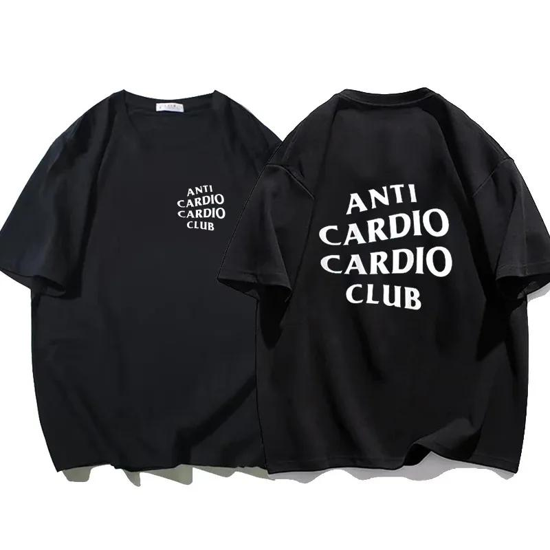 Мужская одежда больших размеров футболка Anti Cardio Club Gym Life Letter Print Футболка из хлопка для женщин футболка большого размера для мужчин Лето