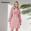 Cinemore Spring Long Trench Coat for Women Casual Windbreaker Jacket Double Breasted Lapel Belted Windproof Female Overcoat Office 2F2039