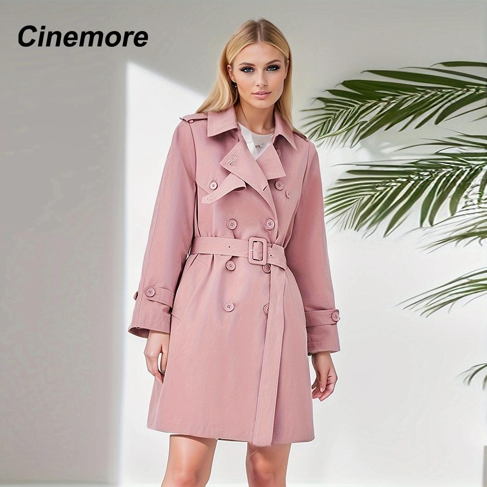 Cinemore Spring Long Trench Coat for Women Casual Windbreaker Jacket Double Breasted Lapel Belted Windproof Female Overcoat Office 2F2039