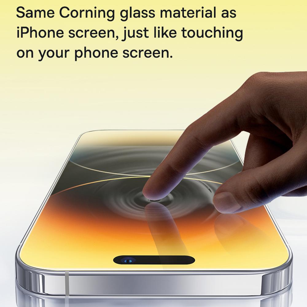 BASEUS Серия Corning для iPhone 15 Pro Защитная пленка для экрана с защитой от шпионажа Полное покрытие Пленка из стекла Corning Gorilla (с пылевым фильтром)